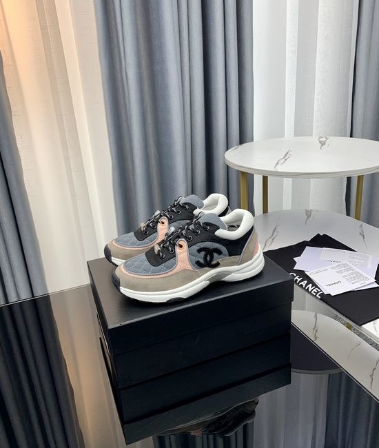 Chanel Color Block Thick Sole Comfort Height Increasing Shoes