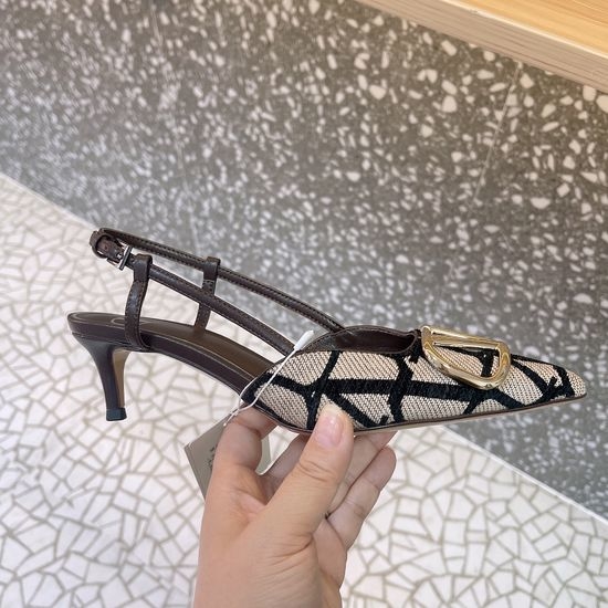 Valentino Woven Buckle Decor Heeled Sandals Premium Leather Lining