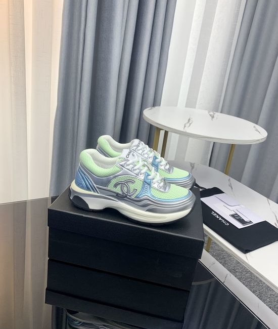 Chanel Metallic Upper Fashion Sneakers with Comfortable Breathable Lining