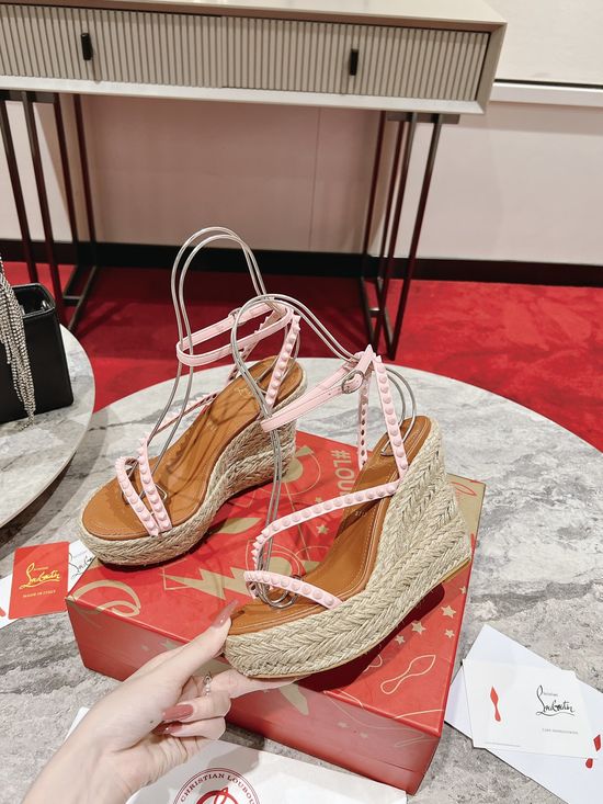 Bottega Veneta Woven Wedge Sandals with Crossover Straps