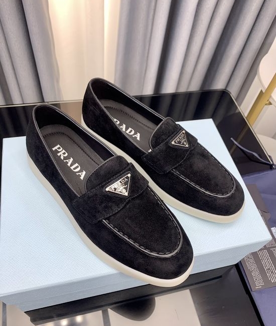 Prada Classic Logo Loafers Premium Suede Upper Durable Sole