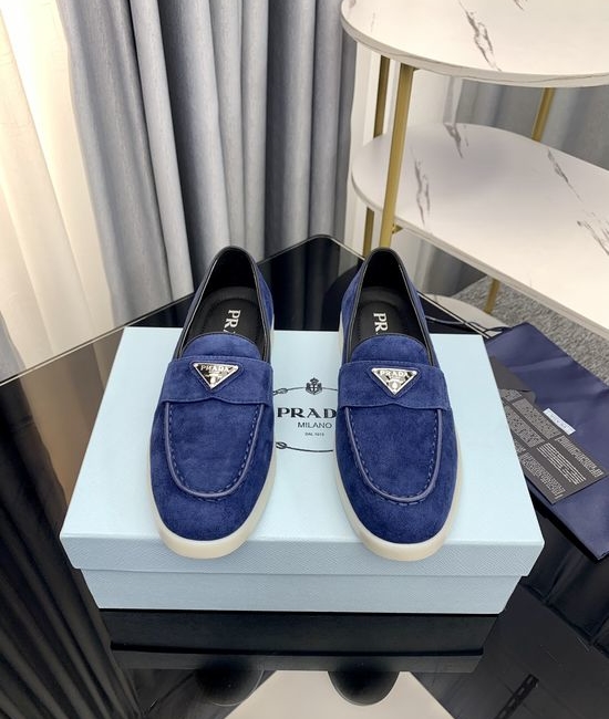 Prada Classic Logo Loafers Premium Suede Upper Durable Sole