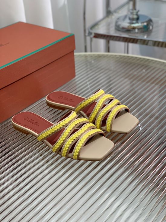 Loro Piana Genuine Leather Comfortable Summer Flat Slides