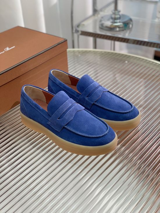 Loro Piana Couple Style Casual Shoes Nubuck Upper Sheepskin Lining Elastic Sole