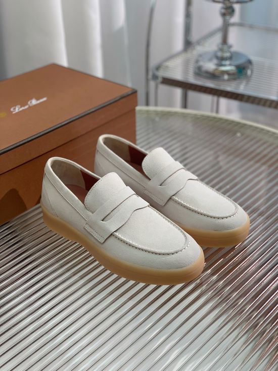 Loro Piana Couple Style Casual Shoes Nubuck Upper Sheepskin Lining Elastic Sole