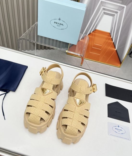 Prada Knitted Platform Casual Sandals with Non-slip Durable Sole