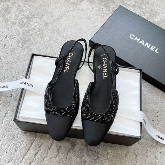 Chanel Rhinestone Embellished Satin Comfortable Dress Sandals