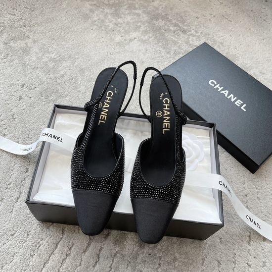 Chanel Rhinestone Embellished Satin Comfortable Dress Sandals
