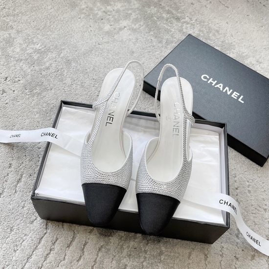 Chanel Rhinestone Embellished Satin Comfortable Dress Sandals