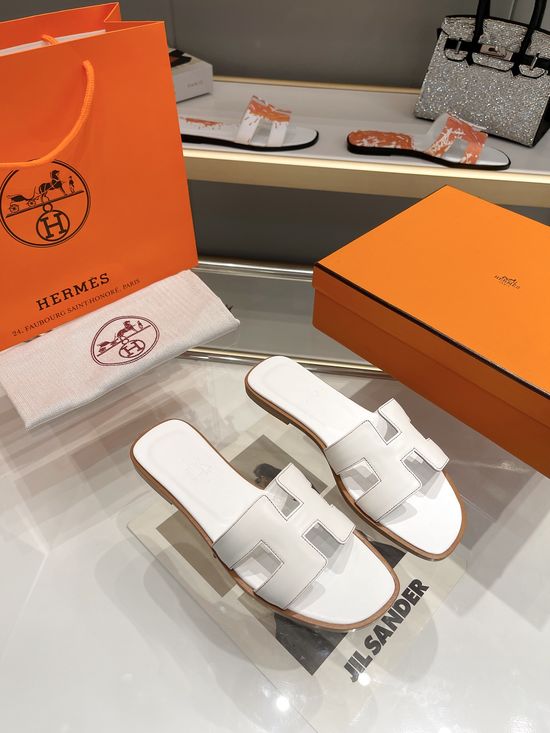 Hermes Premium Handcrafted Leather Slides With Soft Comfortable Sole