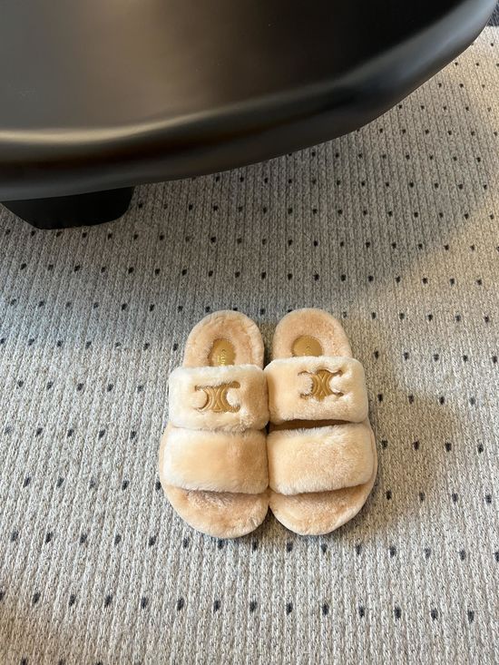 Celine Soft Wool Slippers Lightweight TPU Sole Height Increasing