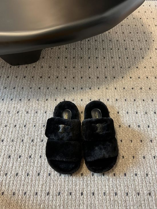 Celine Soft Wool Slippers Lightweight TPU Sole Height Increasing