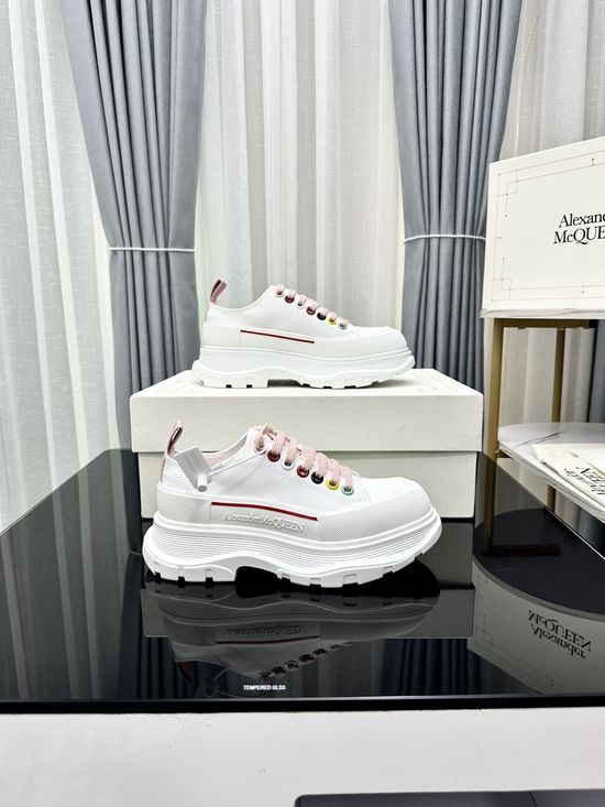 McQueen Premium Leather Casual Sneakers Lightweight Comfortable Walking Footwear