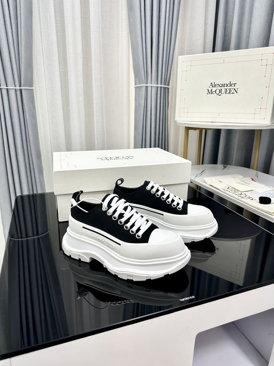 McQueen Premium Leather Casual Sneakers Lightweight Comfortable Walking Footwear
