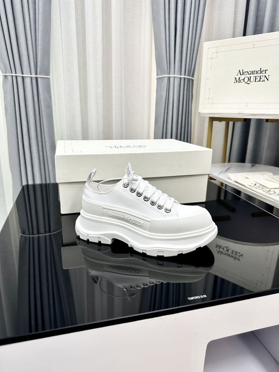 McQueen Premium Leather Casual Sneakers Lightweight Comfortable Walking Footwear