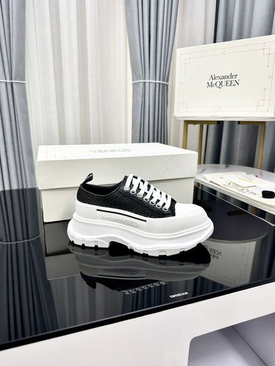 McQueen Premium Leather Casual Sneakers Lightweight Comfortable Walking Footwear