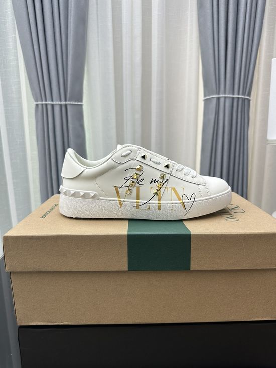 Valentino Studded Thick Sole Elevated Leather Casual Daily Sneakers