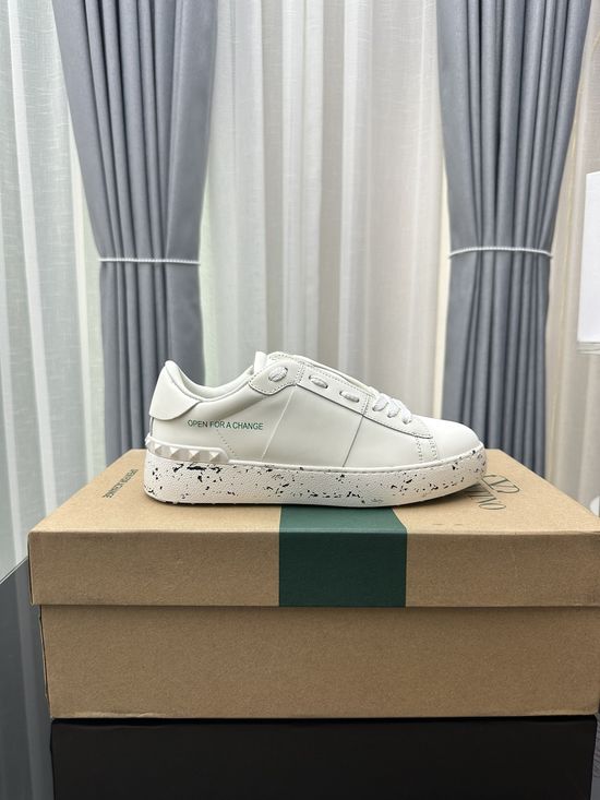 Valentino Studded Thick Sole Elevated Leather Casual Daily Sneakers
