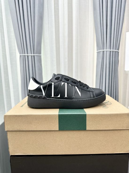 Valentino Studded Thick Sole Elevated Leather Casual Daily Sneakers