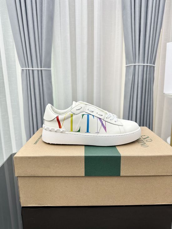 Valentino Studded Thick Sole Elevated Leather Casual Daily Sneakers