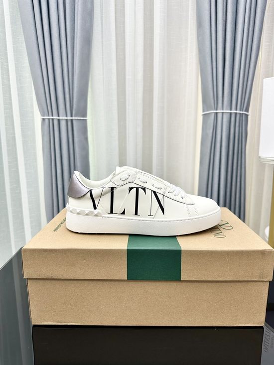 Valentino Studded Thick Sole Elevated Leather Casual Daily Sneakers