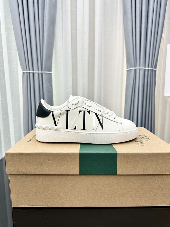 Valentino Studded Thick Sole Elevated Leather Casual Daily Sneakers