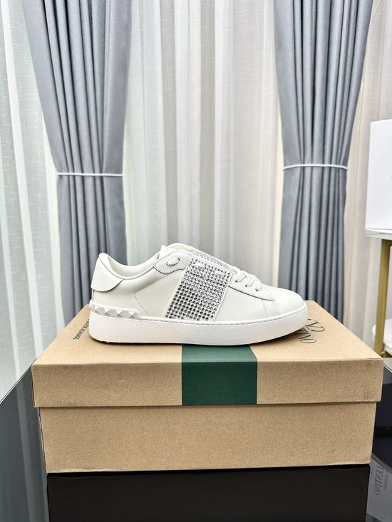 Valentino Studded Thick Sole Elevated Leather Casual Daily Sneakers