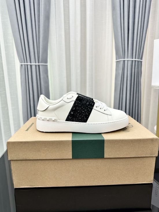 Valentino Studded Thick Sole Elevated Leather Casual Daily Sneakers
