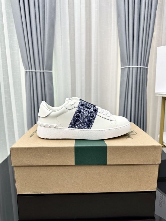 Valentino Studded Thick Sole Elevated Leather Casual Daily Sneakers