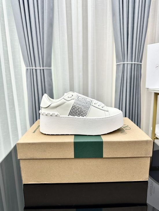 Valentino Studded Platform Elevated Leather Casual Walking Sneakers