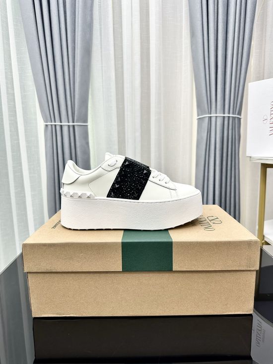 Valentino Studded Platform Elevated Leather Casual Walking Sneakers