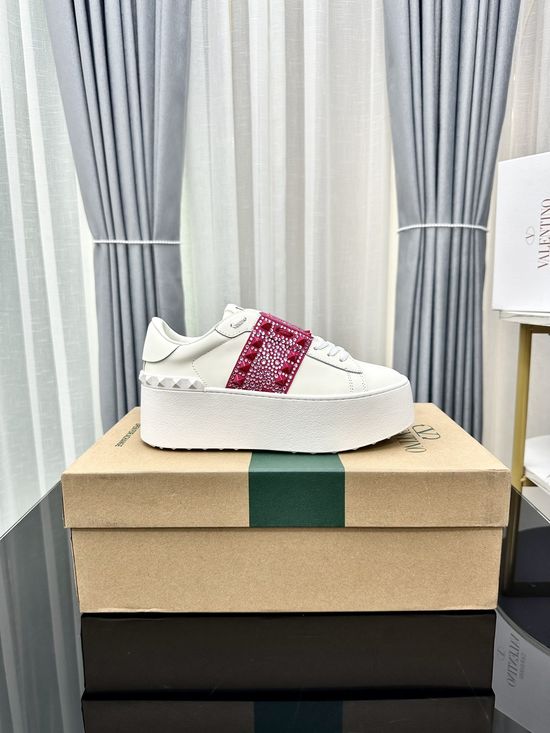 Valentino Studded Platform Elevated Leather Casual Walking Sneakers