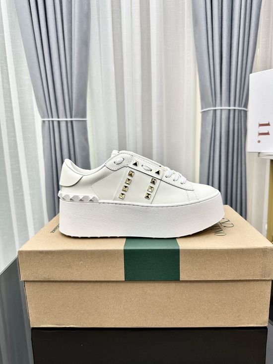 Valentino Studded Platform Elevated Leather Casual Walking Sneakers