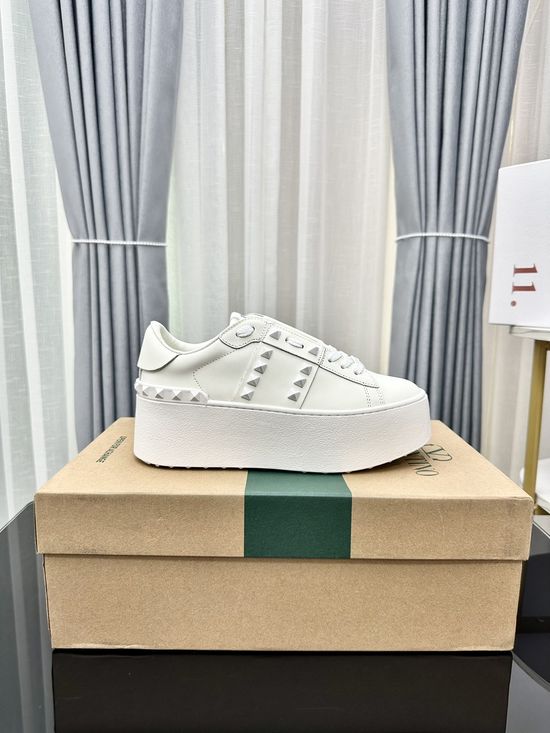 Valentino Studded Platform Elevated Leather Casual Walking Sneakers