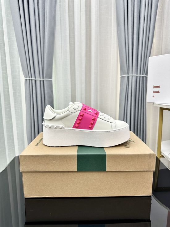Valentino Studded Platform Elevated Leather Casual Walking Sneakers