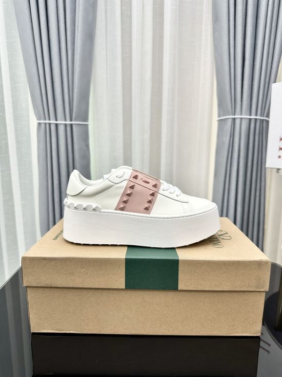 Valentino Studded Platform Elevated Leather Casual Walking Sneakers