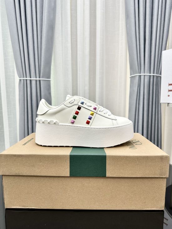 Valentino Studded Platform Elevated Leather Casual Walking Sneakers