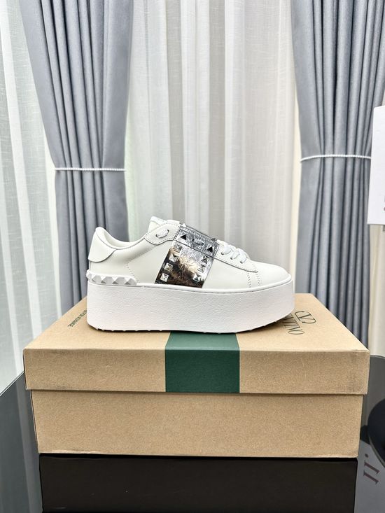 Valentino Studded Platform Elevated Leather Casual Walking Sneakers