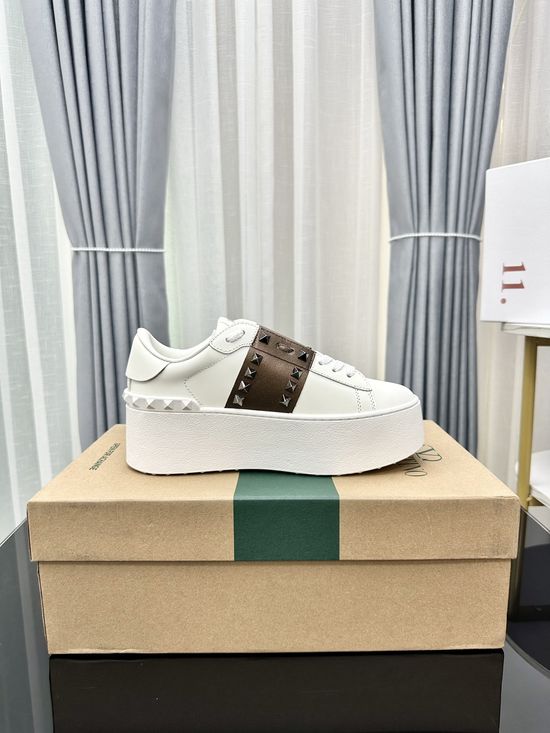 Valentino Studded Platform Elevated Leather Casual Walking Sneakers