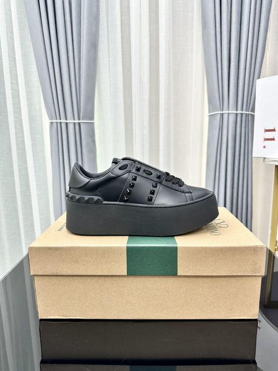 Valentino Studded Platform Elevated Leather Casual Walking Sneakers