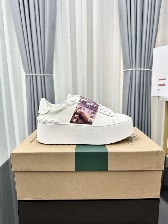 Valentino Studded Platform Elevated Leather Casual Walking Sneakers