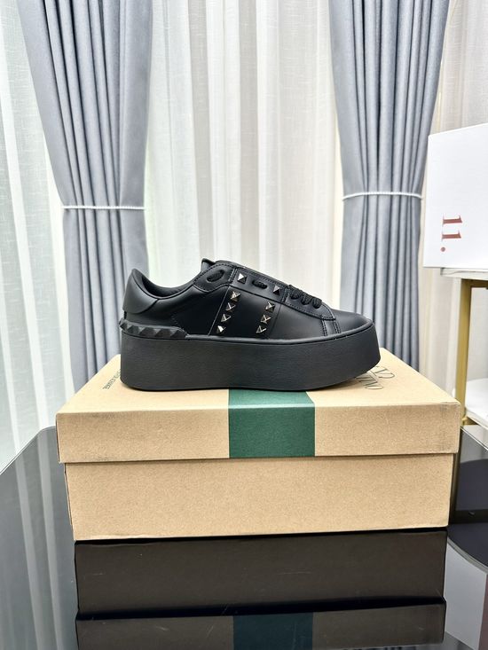 Valentino Studded Platform Elevated Leather Casual Walking Sneakers