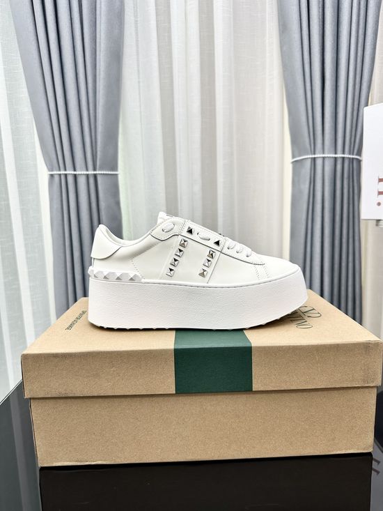 Valentino Studded Platform Elevated Leather Casual Walking Sneakers