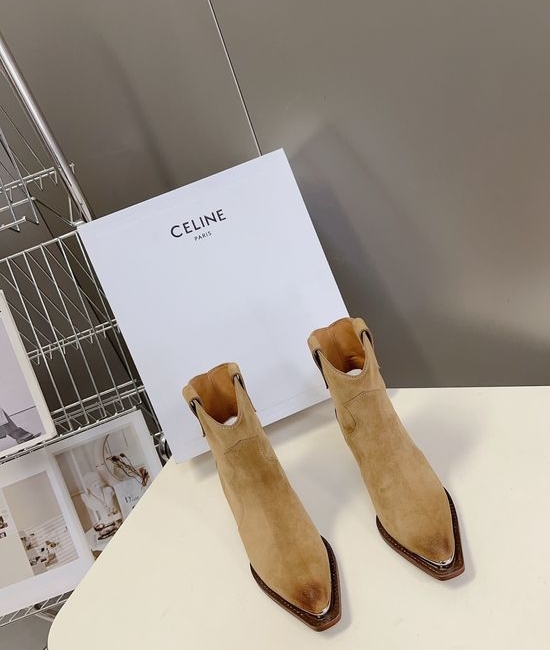 Celine Premium Leather Ankle Boots with Retro Logo Detail