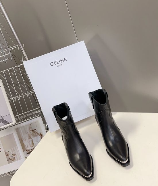 Celine Premium Leather Ankle Boots with Retro Logo Detail