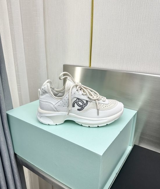 Chanel Premium Leather Upper Casual Sneakers with Metallic Details