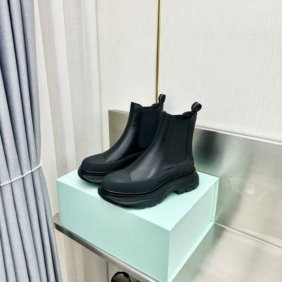 McQueen Premium Hollow Leather Short Boots for Casual Wear