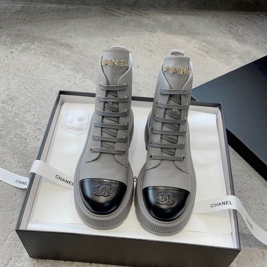 Chanel Lace-up Platform Combat Boots Soft Lining Non-slip Sole