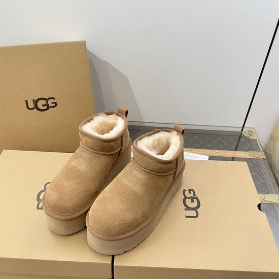 UGG Thick Sole Suede Fur Lined Warm Ankle Boots