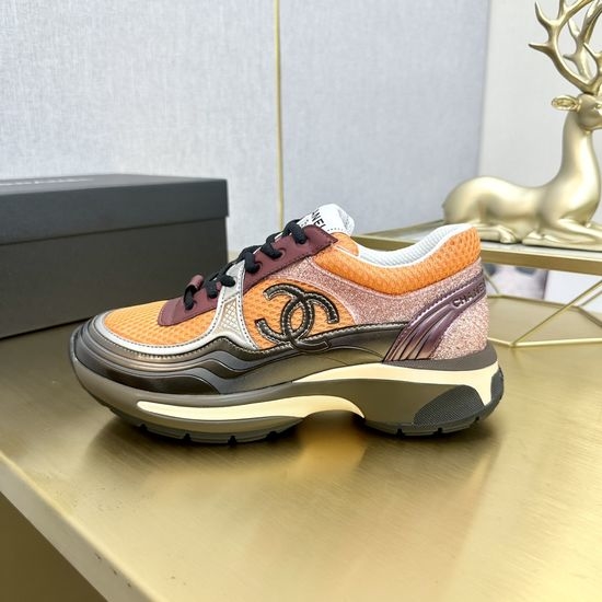 Chanel Embroidered Upper Casual Athletic Sneakers with Mixed Color Design
